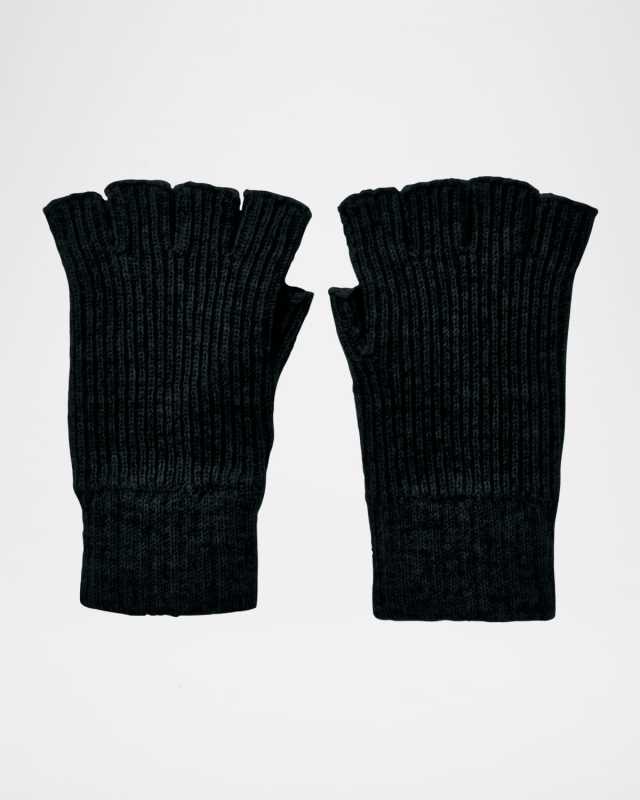 Ribbed Cashmere Fingerless Gloves
